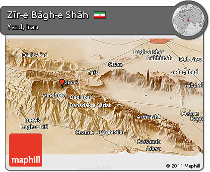 Satellite Panoramic Map of Zīr-e Bāgh-e Shāh