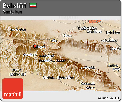 Satellite Panoramic Map of Behshīrī