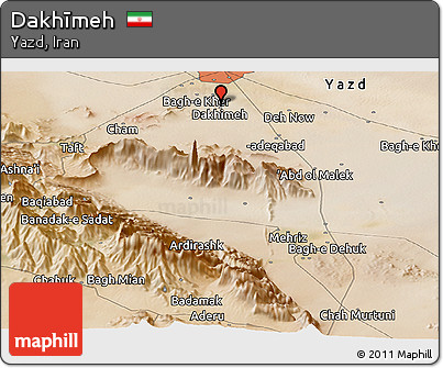 Satellite Panoramic Map of Dakhīmeh