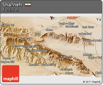 Satellite Panoramic Map of Shaḩneh