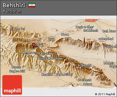 Satellite Panoramic Map of Behshīrī
