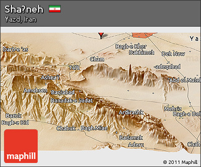 Satellite Panoramic Map of Shaḩneh