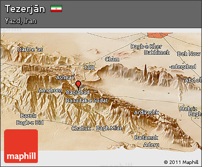 Satellite Panoramic Map of Tezerjān