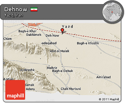 Shaded Relief Panoramic Map of Dehnow