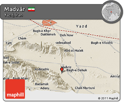 Shaded Relief Panoramic Map of Madvār