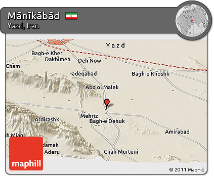 Shaded Relief Panoramic Map of Mānīkābād