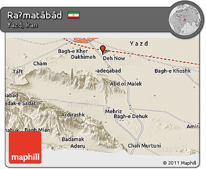 Shaded Relief Panoramic Map of Raḩmatābād