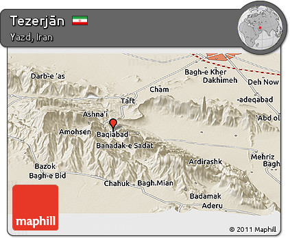 Shaded Relief Panoramic Map of Tezerjān