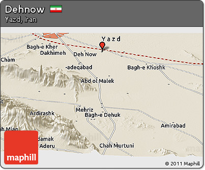 Shaded Relief Panoramic Map of Dehnow