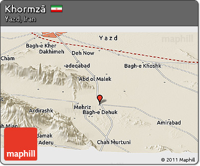 Shaded Relief Panoramic Map of Khormzā