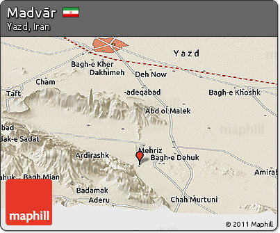 Shaded Relief Panoramic Map of Madvār