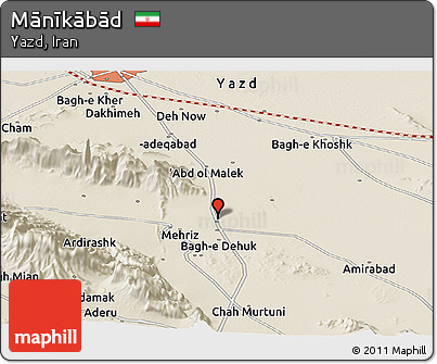 Shaded Relief Panoramic Map of Mānīkābād