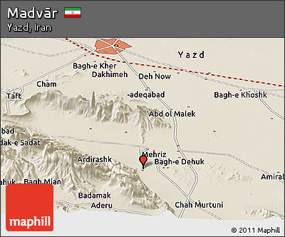 Shaded Relief Panoramic Map of Madvār