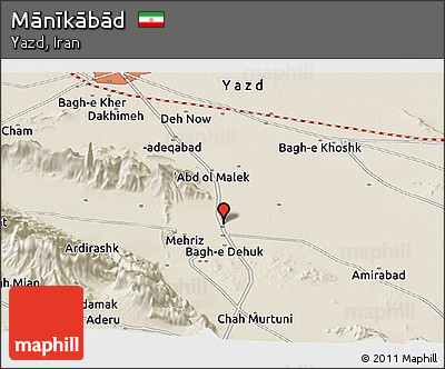 Shaded Relief Panoramic Map of Mānīkābād