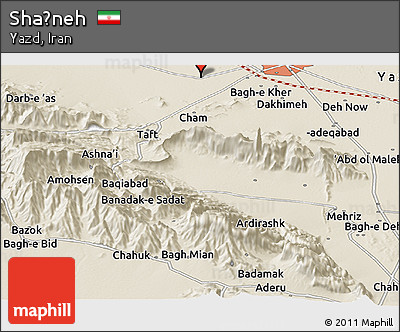 Shaded Relief Panoramic Map of Shaḩneh