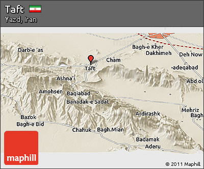 Shaded Relief Panoramic Map of Taft