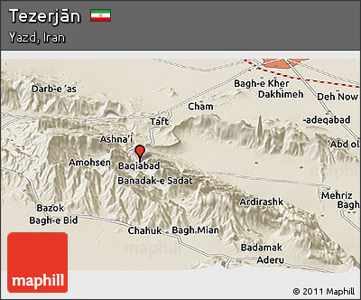 Shaded Relief Panoramic Map of Tezerjān