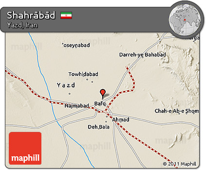 Shaded Relief 3D Map of Shahrābād