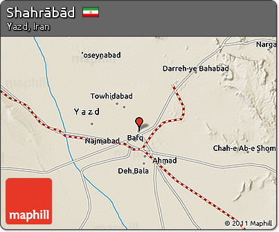 Shaded Relief 3D Map of Shahrābād
