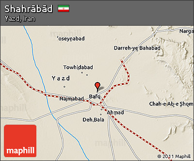 Shaded Relief 3D Map of Shahrābād