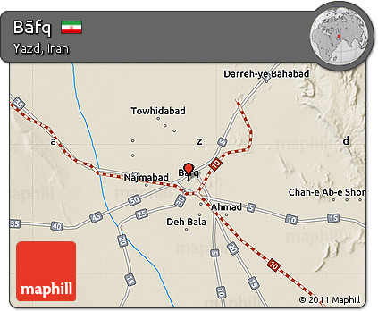 Shaded Relief Map of Bāfq