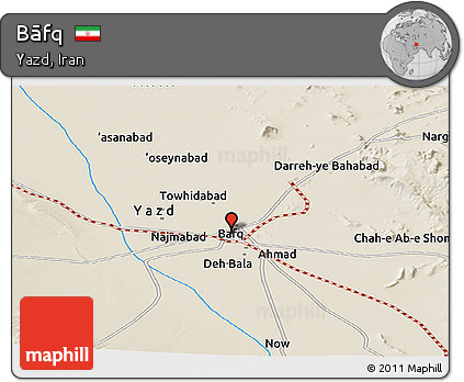 Shaded Relief Panoramic Map of Bāfq