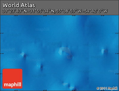 Physical Map of the Area around 31° 39' 38" N, 55° 10' 29" W
