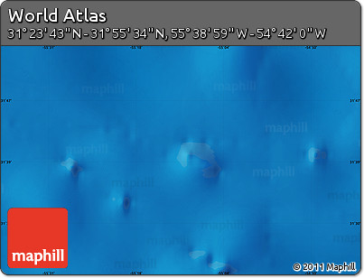 Physical Map of the Area around 31° 39' 38" N, 55° 10' 29" W