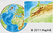 Physical Location Map of the area around 31° 39' 38" N, 5° 52' 30" W