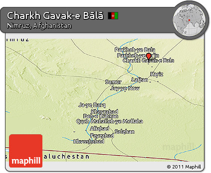 Physical Panoramic Map of Charkh Gavak-e Bālā