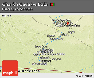 Physical Panoramic Map of Charkh Gavak-e Bālā