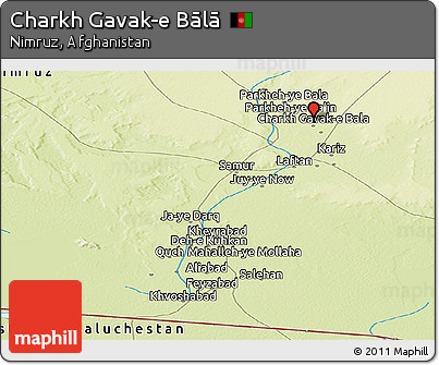 Physical Panoramic Map of Charkh Gavak-e Bālā