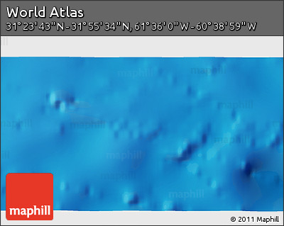 Physical 3D Map of the Area around 31° 39' 38" N, 61° 7' 30" W