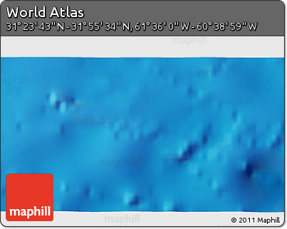 Physical 3D Map of the Area around 31° 39' 38" N, 61° 7' 30" W