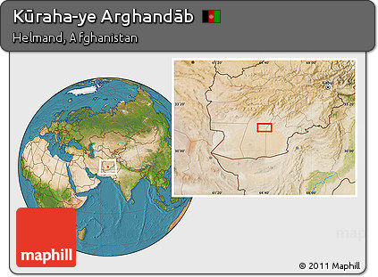 Satellite Location Map of Kūraha-ye Arghandāb