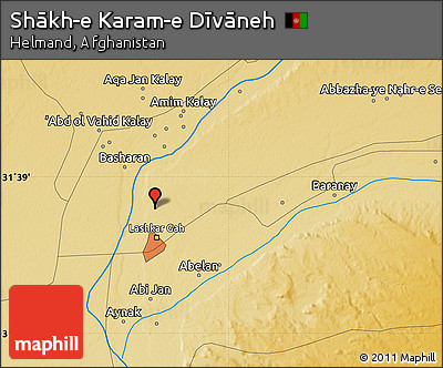 Physical Map of Shākh-e Karam-e Dīvāneh