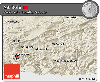 Shaded Relief 3D Map of Aït Bohi