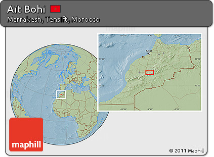 Savanna Style Location Map of Aït Bohi, hill shading
