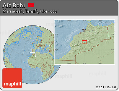 Savanna Style Location Map of Aït Bohi, hill shading