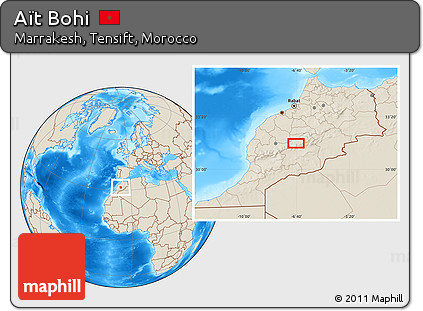 Shaded Relief Location Map of Aït Bohi