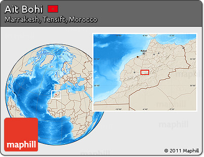 Shaded Relief Location Map of Aït Bohi