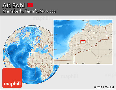 Shaded Relief Location Map of Aït Bohi