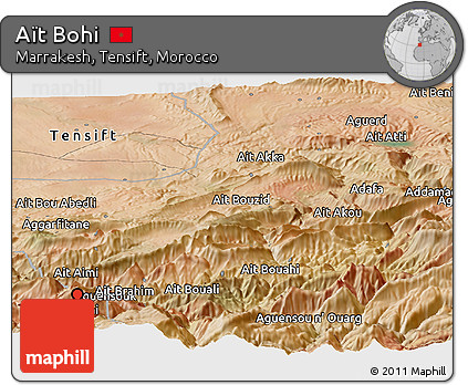 Satellite Panoramic Map of Aït Bohi