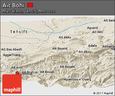 Shaded Relief Panoramic Map of Aït Bohi