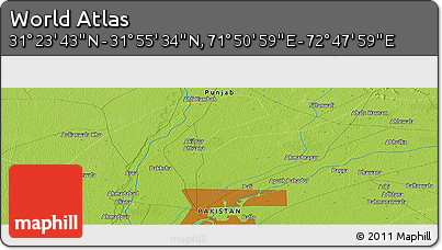 Physical Panoramic Map of the Area around 31° 39' 38" N, 72° 19' 29" E