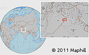 Gray Location Map of Amritsar, hill shading