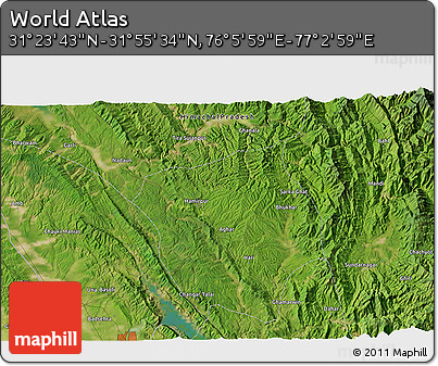 Satellite 3D Map of the Area around 31° 39' 38" N, 76° 34' 29" E