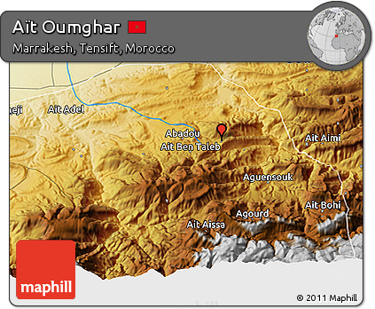 Physical 3D Map of Aït Oumghar