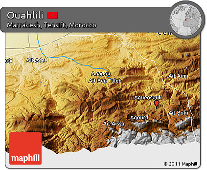 Physical 3D Map of Ouahlili