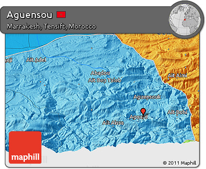Political 3D Map of Aguensou